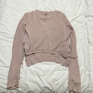 free people long sleeve waffle top